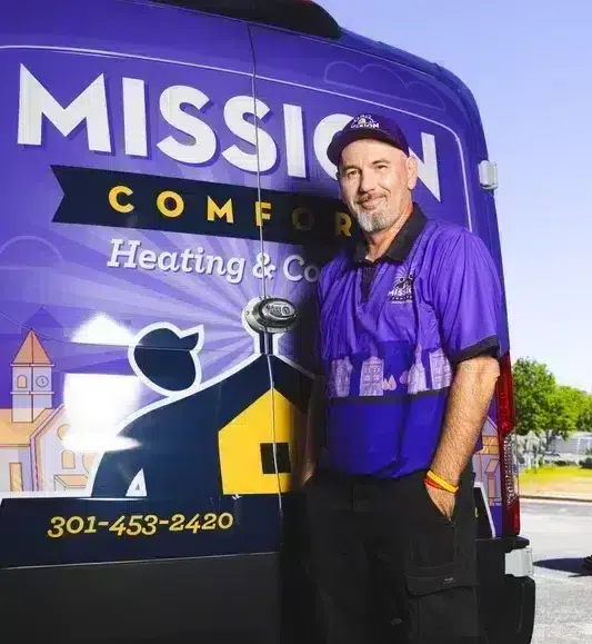 Mission Comfort Heating & Cooling tech & truck