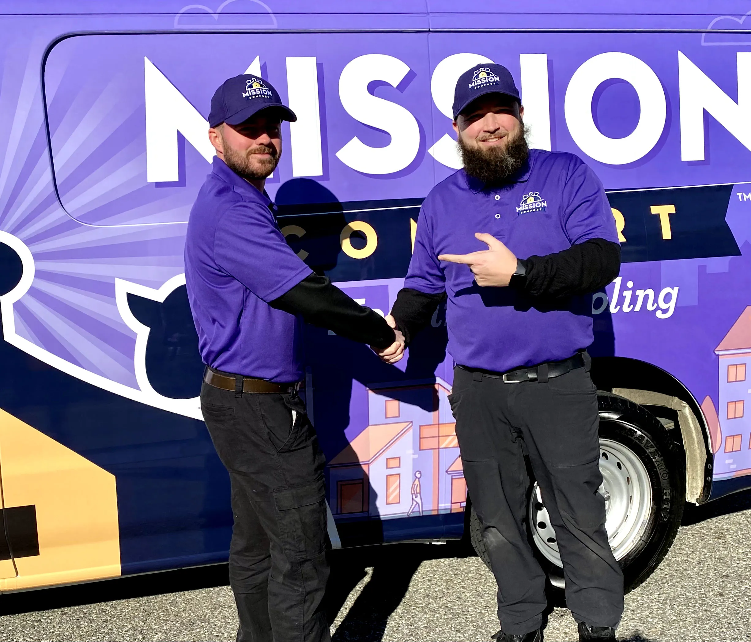 Employees shaking hands
