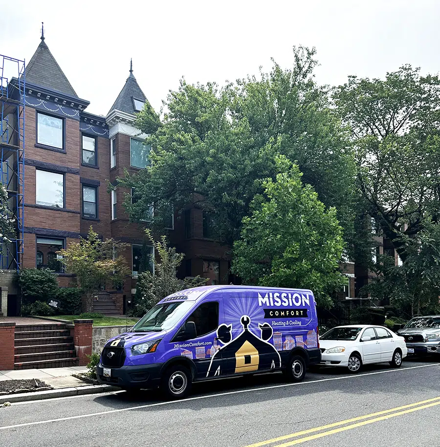 Mission Comfort truck in front of house