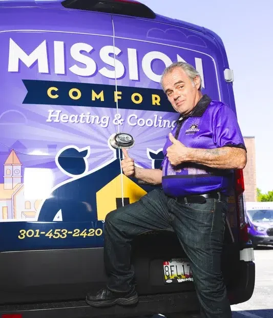 Mission Comfort Heating & Cooling tech & truck