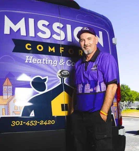 Mission Comfort Heating & Cooling tech & truck