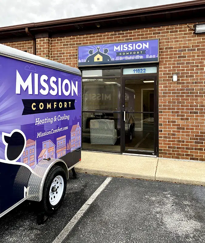 Mission Comfort Heating & Air Conditioning trailer and office